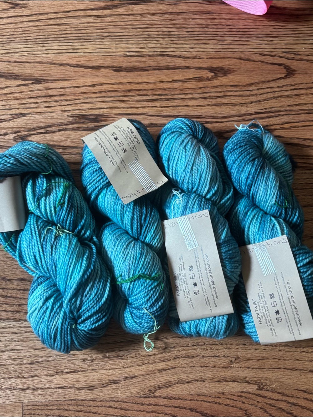 Madelinetosh Yarn Lot of 4 Translations Farm Twist DK Weight Turquoise Knitting